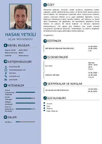 Havacılık Ve Uzay Uçak Mühendisi Cv Örnekleri cv indir